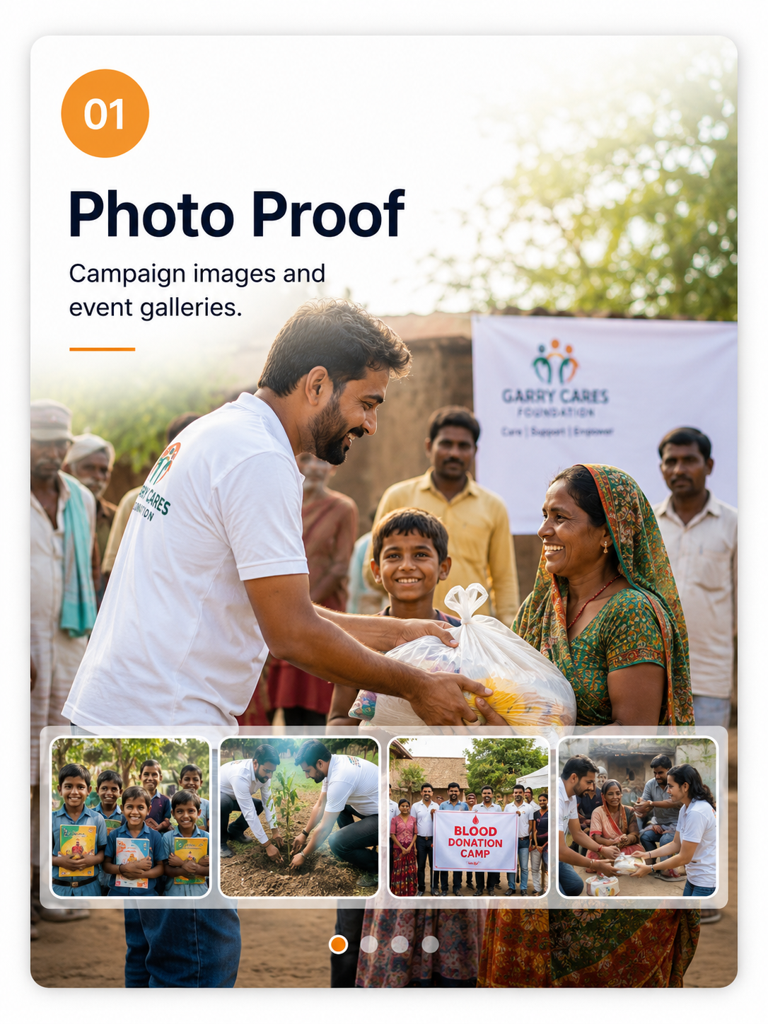 Garry Cares Foundation campaign photo proof