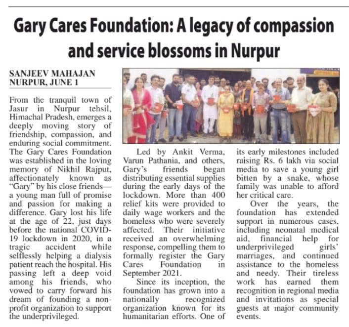 Garry Cares Foundation media coverage 3